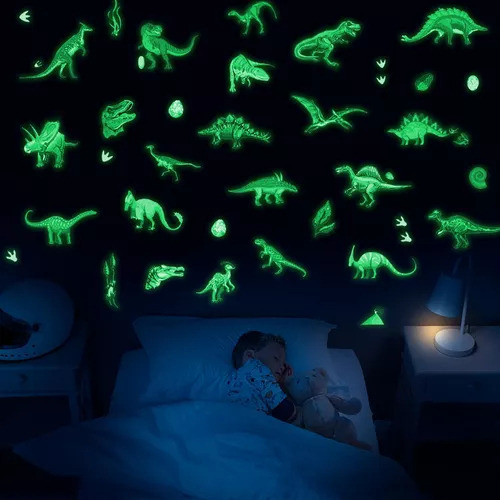 Kit De 4 Piezas Con Dinosaurios Fosforescentes Que Brillan E