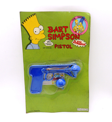 Simpsons Bart Pistol Con 2 Trompos Azul 1992 Ukito 6 Madtoyz