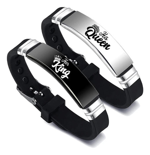 Pulsera De Silicona Ajustable Acero Inoxidable Para Pareja
