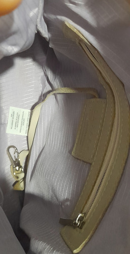 Cartera Lázaro De Mano Cuero Beige Para Mujer Beige Lisa Níquel Plata (Usado)