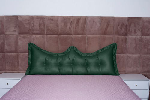 Almofada Encosto Coroa Queen 160 Cm Verde-escuro Lisa