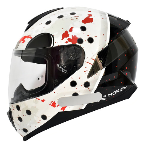 Casco Norisk Razor Jason Terror Friday the 13th, color blanco, diseño Jason Mask, talla 61/62