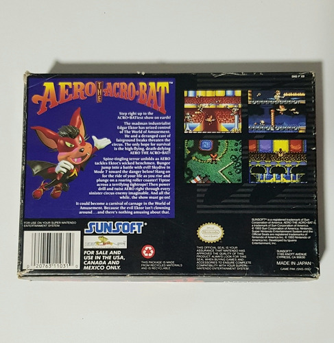 Aero The Acrobat Fita Do Snes Original Americana Completa (Usado)