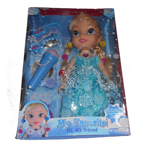 Muñeca Frozen Elsa Con Micrófono Y Accesorios Ref. Sr9878