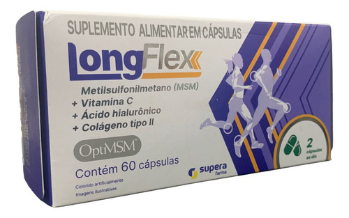 Longflex 60 Cápsulas Colageno Tipo 2 Msm Vitamina C Sabor Sem Sabor
