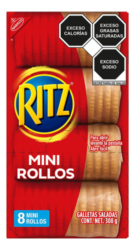 Obleas Ritz Galletas Ritz 6 displays de 8 paquetes de 38.5g de vainilla 1.848 kg pack x 6