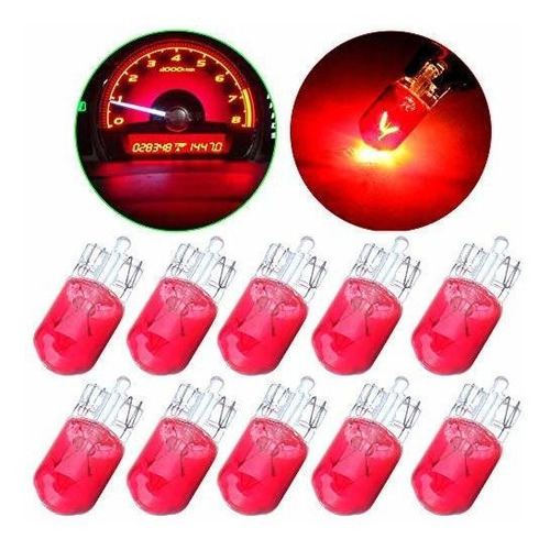 Cciyu 10 Pcs T10 W5w Red Halogen Light Bulb ******* Instrume