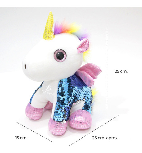 Unicornio Pony Arcoíris Lentejuela Peluche Juguete Suave