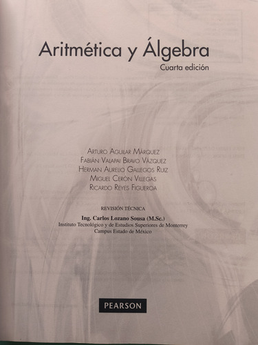 Aritmética Y Álgebra Conamat (Usado)