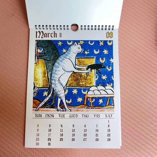 Calendario Para Gatos Medievales Crystally-3x 2025, Extraño