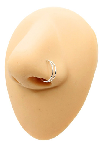 Piercing Nostril Argolla Doble 10mm Para Nariz De Plata 925 Color Plateado