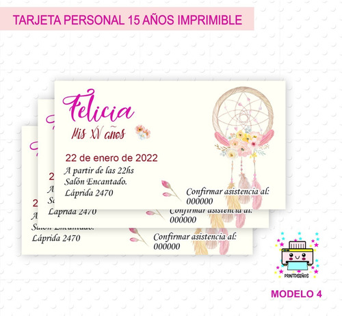 Tarjeta Invitación Cumple De 15 Topper, Personal Imprimir M4