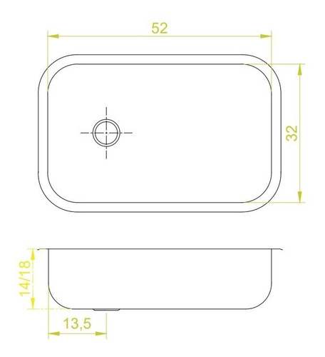 Pileta Bacha Cocina Simple Acero Inox 52 X 32 X 13 Dh52