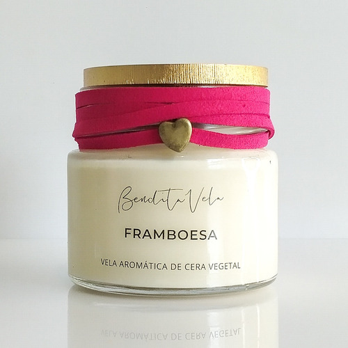 Imagem 3 de 5 de Vela Vegetal Aroma Framboesa Vidro Og - Bendita Vela