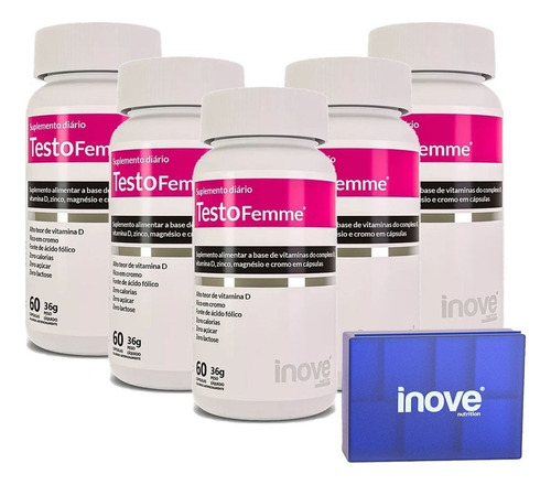 5x Testofemme Inove Nutrition 60 Caps + Porta Cápsula