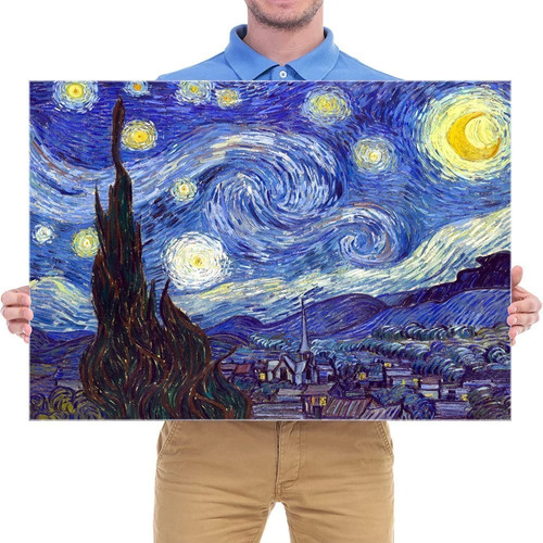 Cuadro Decorativo Noche Estrellada Van Gogh Arte 50x75cm