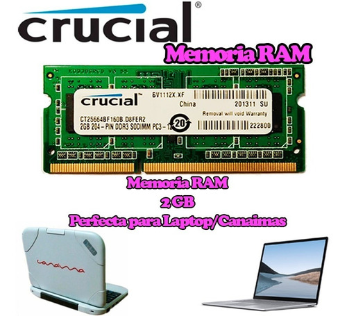 Memoria Ram Crucial 2gb Laptop Ddr3 1333mhz 