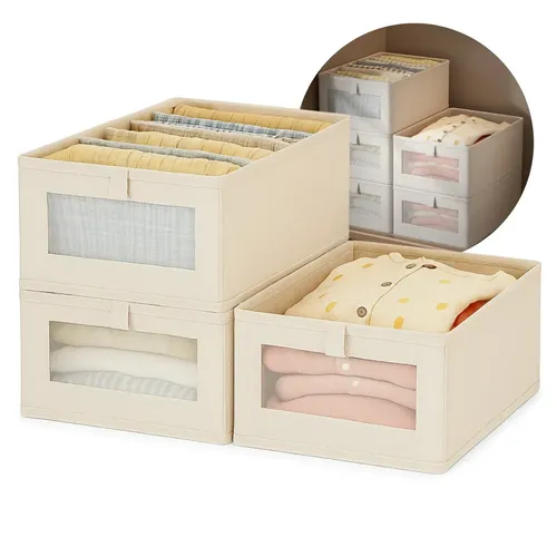 Kit 3 Caixas Organizadoras Dobráveis com Visor para Guarda-Roupa - R$ 56,9