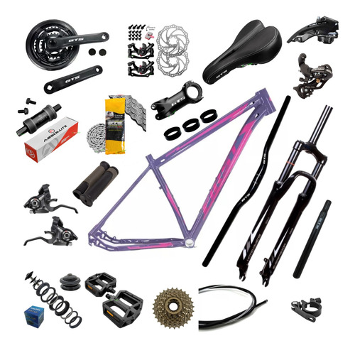 Kit Bicicleta Aro 29 Quadro Alumínio Montagem 21v Feminino