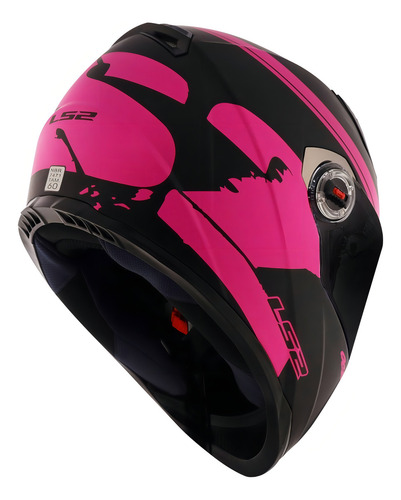 Capacete Ls2 Ff358 Fluo Matte Black Pink Preto Rosa Fosco