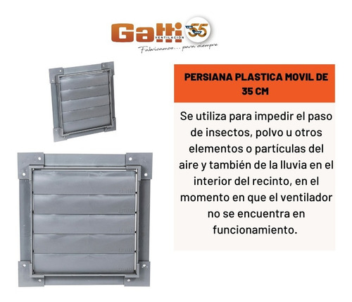 Imagen 6 de 10 de Persiana Plástica Movil Extractor De Aire 35 Cm Cocina/baño Gatti Ventilacion