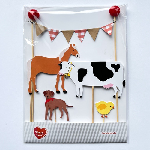 Set Adorno Torta Topper Decoracion Animales Granja