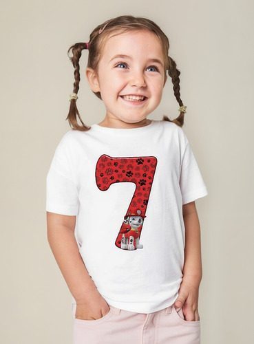 Playera Paw Patrol Marshall Número 7 Cachorros Serie Amigos