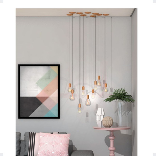 Pendente Retro Vintage Luminária Teto Lustre Soquete E27 Cor Preto