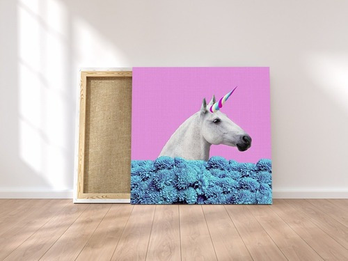 Cuadro Caballo Unicornio Pop Art Canvas Minimalista Moderno