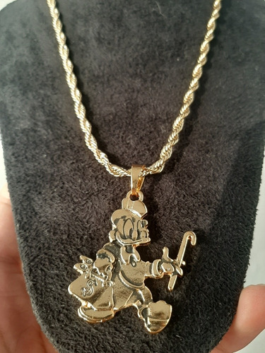 Kit Tio Patinhas Colar E Pingente Folheados A Ouro 18k