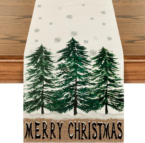 Mantel De Mesa De Navidad Con Árboles De Navidad, Copos De