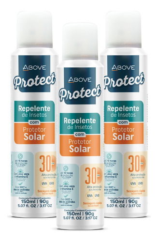 Kit 3 Repelentes Spray Com Proteção Solar Fps30 150ml Above