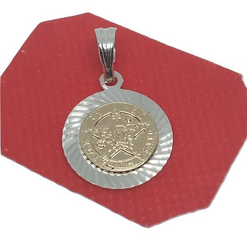 Dije Medalla Tetragramaton Pentagrama Plata Oro Median 00050