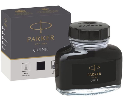 Tinta Para Pluma Quink Botella Tintero Negro 57ml Parker