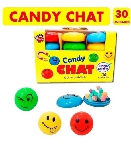 Caramelo Candy Chat Caritas Con Iman De 30 Unidades