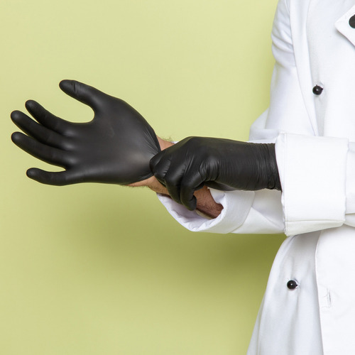 Guantes De Nitrilo Blanco Reforzado Con Anmat Caja X 100u Color Negro Talle Xl