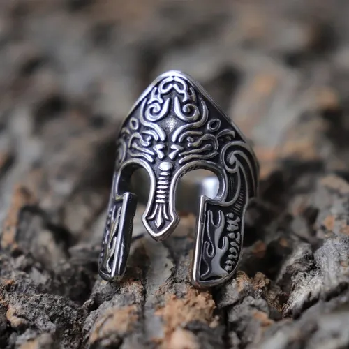 Anillo Casco De Le nidas Espartano Acero Quir rgico Hombre