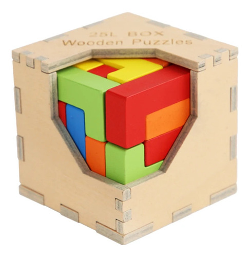 Caja De Rompecabezas De Cubos De Madera, Juguete Inteligente