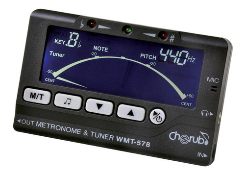 Metrónomo Y Afinador Cherub 3 En 1 C/ Auricular Incluido