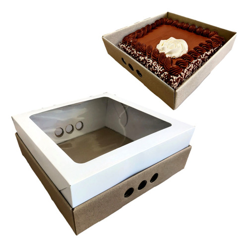 Cajas Para Tortas - Desayunos Grande 32x32x12 Con Visor X 10