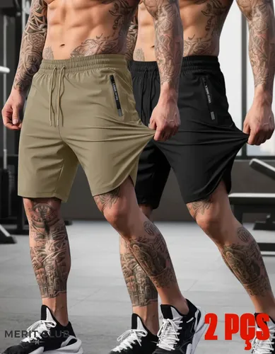 MLB 5351388408 Kit 2 Bermuda Masculina Slim Fitness Esportiva Com Elastano JM