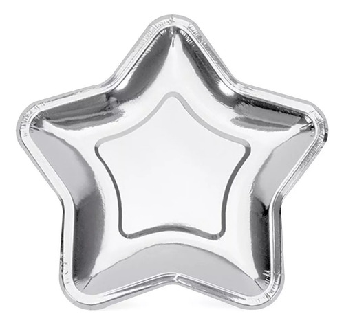 Plato Polipapel Forma Estrella Plata Plateada 25cm X6 Uni