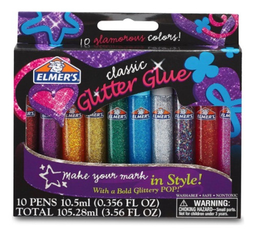 Classic Rainbow Glitter Glue Elmer's 10 Pens Xtreme P