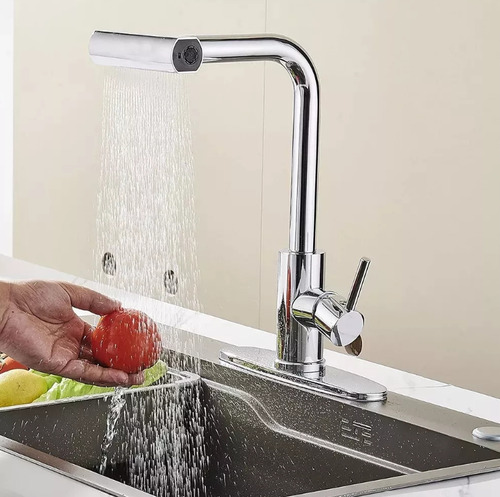 DNBEMN 4 En 1 Llave Mezcladora Fregadero Llave De Agua Cocina,Llaves Para Fregadero,Muebles Para Cocina,Cabezal Cabezal Giratorio De 360 Grados, Agua Caliente y Fría ,Acero Inoxidable, Plateado