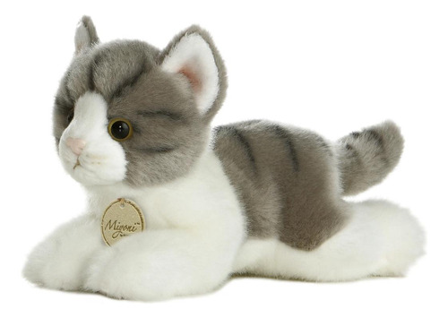 Peluche Aurora Miyoni Gato Atigrado Gris De 20.32 Cm 