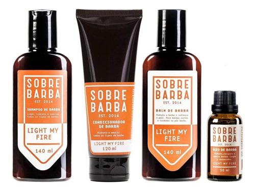 Kit Sobrebarba Shampoo Balm Óleo Condicionador Light My Fire