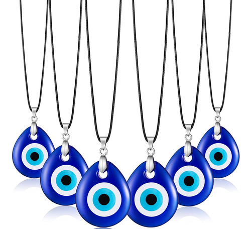 Yaomiao 6 Piezas De Collar Con Dije De Mal De Ojo Turco Azu.