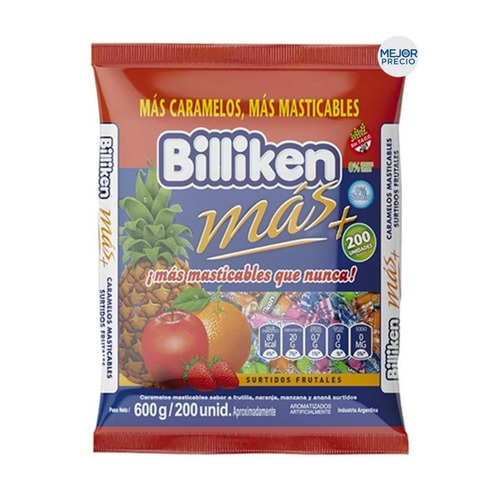 Caramelos Billiken Masticables Surtidos Frutales 600gr