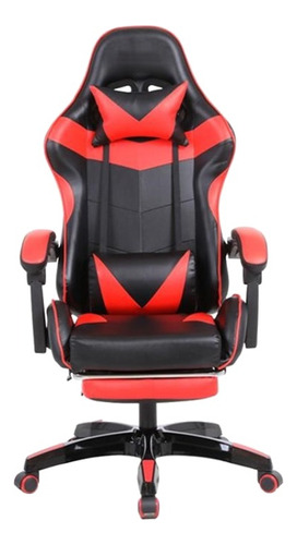Cadeira de escritório Prizi JX-1039 gamer ergonômica  preta e vermelha com estofado de couro sintético