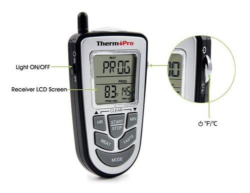 Imagen 2 de 9 de Termometro Digital Inalambrico Thermopro Tp09 Cocina Carnes